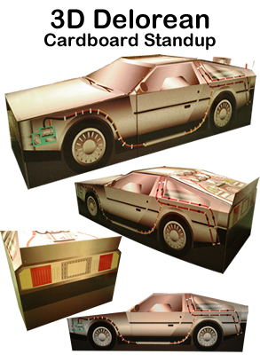 3D Delorean Cardboard Cutout Standup Prop