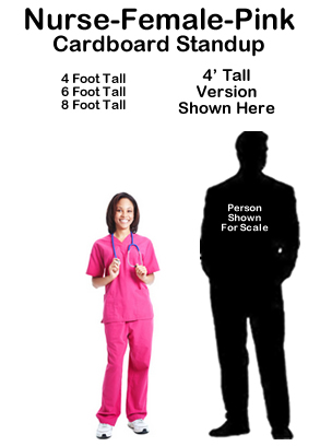 Nurse Female Pink Cardboard Cutout Standup Prop