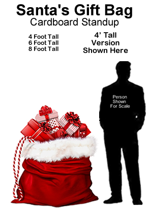 Santa Gift Bag Cardboard Cutout Standup Prop  