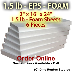 EPS Foam  Sheet - 1.5 lb Density - 2x16x24 - 6 Pieces