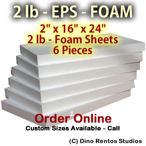 EPS Foam  Sheet - 2 lb Density - 2x16x24 - 6 Pieces