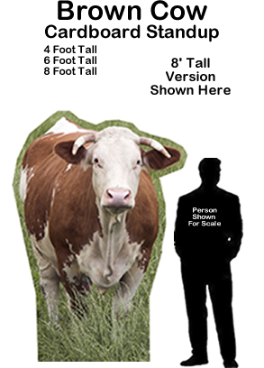 Brown Cow Cardboard Cutout Standup Prop