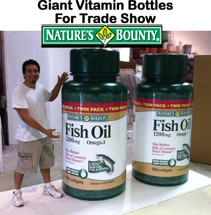 Giant Vitamin Bottles for Natures Bouty Foam Props
