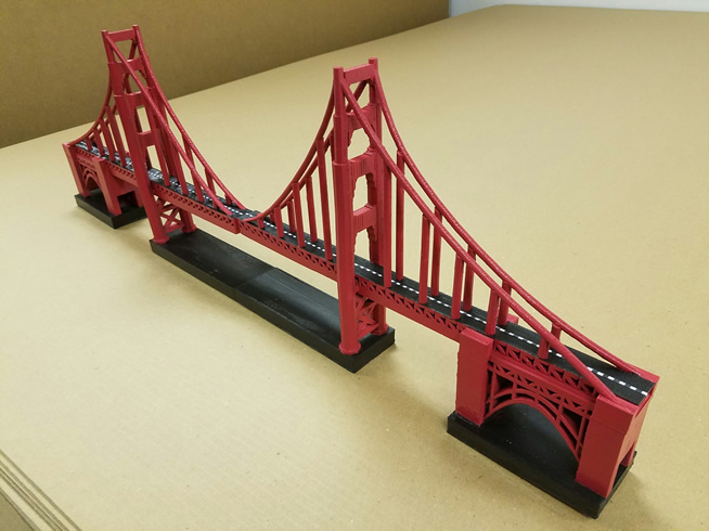 3 Foot - 3D Printed Scenic Prop - Golden Gate Bridge Centerpieces for Event