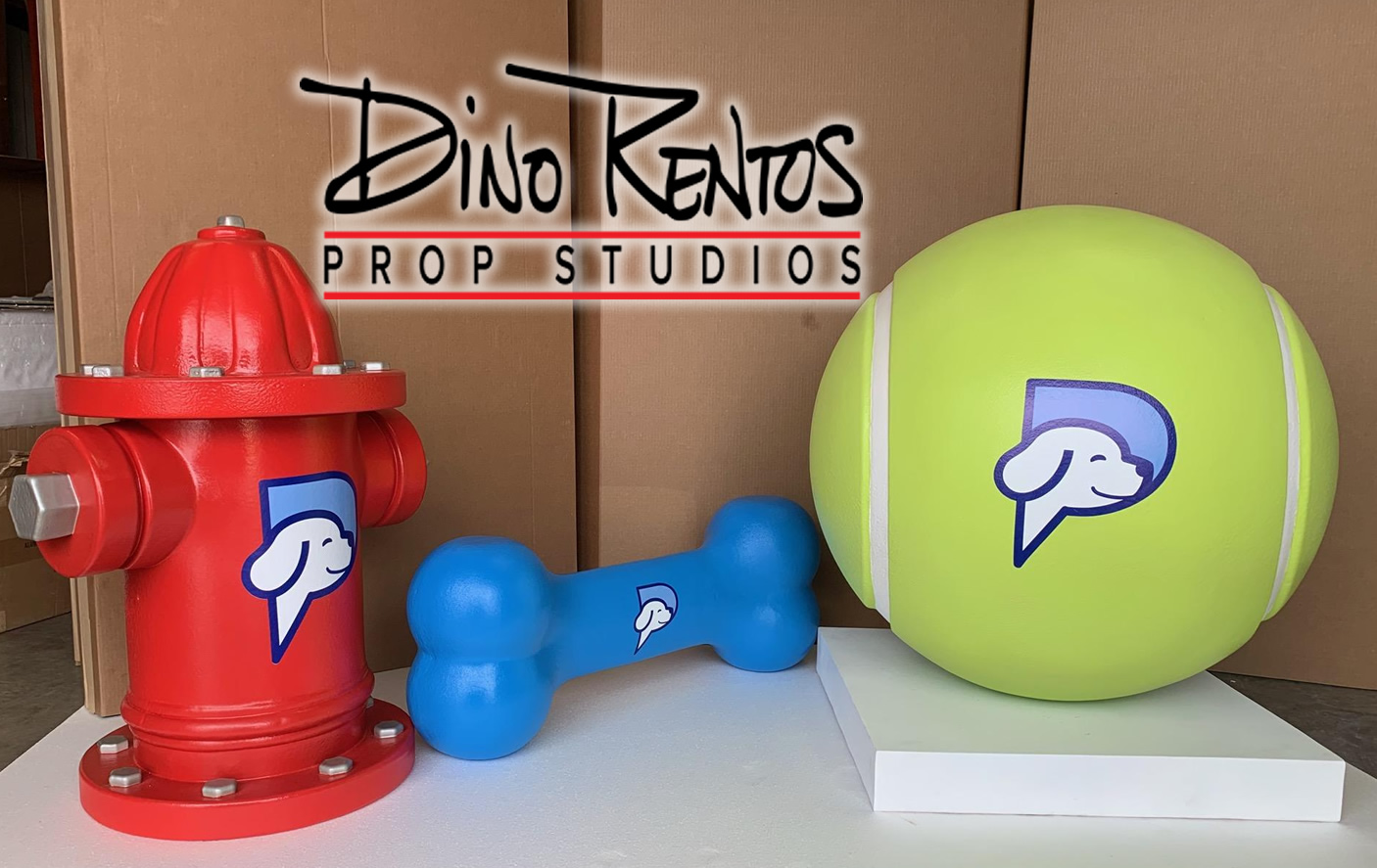Custom Foam Pet Toys Hydrant Tennis Ball Bone for PetPartners display for tradeshows and events 