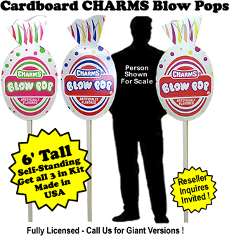  Charms Blow Pops Cardboard Cutout Standup Prop - Self Standing - Set of 3