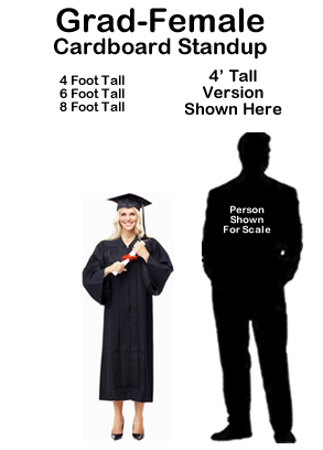 Grad Female Cardboard Cutout Standup Prop