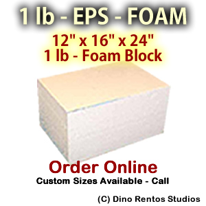 EPS Foam  Block - 1 lb Density -12x16x24
