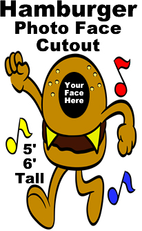 Hamburger Photo Face Cardboard Cutout Standup Prop Hamburger Photo Face Cardboard Cutout Standup Prop