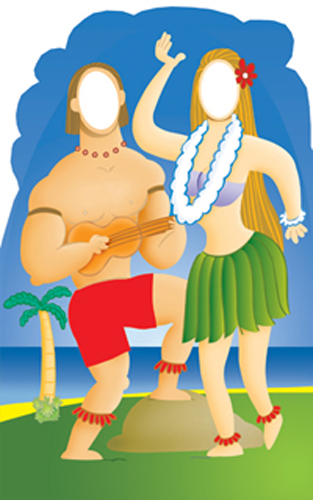 Hawaiians with Ukulele Cardboard Stand-in 