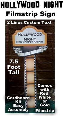 Hollywood Night Filmstrip Sign - With Custom Text - Cardboard Cutout Kit Hollywood Night Filmstrip Sign - With Custom Text - Cardboard Cutout Kit