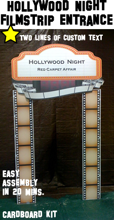 Hollywood Night Filmstrip Entrance - With Custom Text - Cardboard Cutout Kit