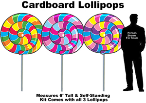 Lollipops Cardboard Cutout Standup Prop - Self Standing - Set of 3