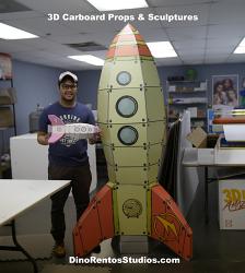 3D Cardboard Retro Rocketship