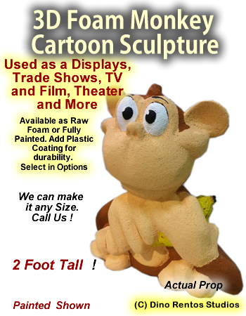 3D Foam Cartoon Monkey Prop