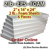 EPS Foam  Sheet - 2 lb Density - 2x16x24 - 6 Pieces