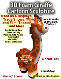 3D Foam Cartoon Giraffe Prop